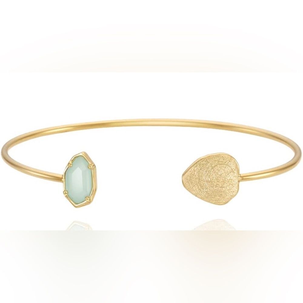 Ozel Gold and Green Women's Cuff Style Bracelet